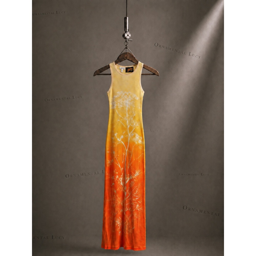 LOEWE x Paula's Ibiza 2023 Fennel Ombre Tank Maxi Dress Orange XS Emilia Clarke
